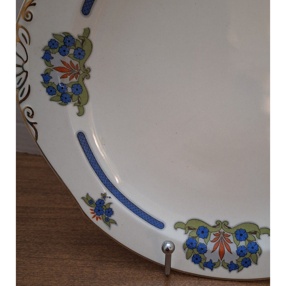 Vintage 1920's Prestwick W H Grindley Blue, Orange, Gold Rim 10.25" Cake Plate - Picture 4 of 6